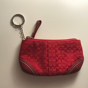 Red Coach Keychain Card Holder